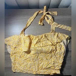 Yellow with white flowers top